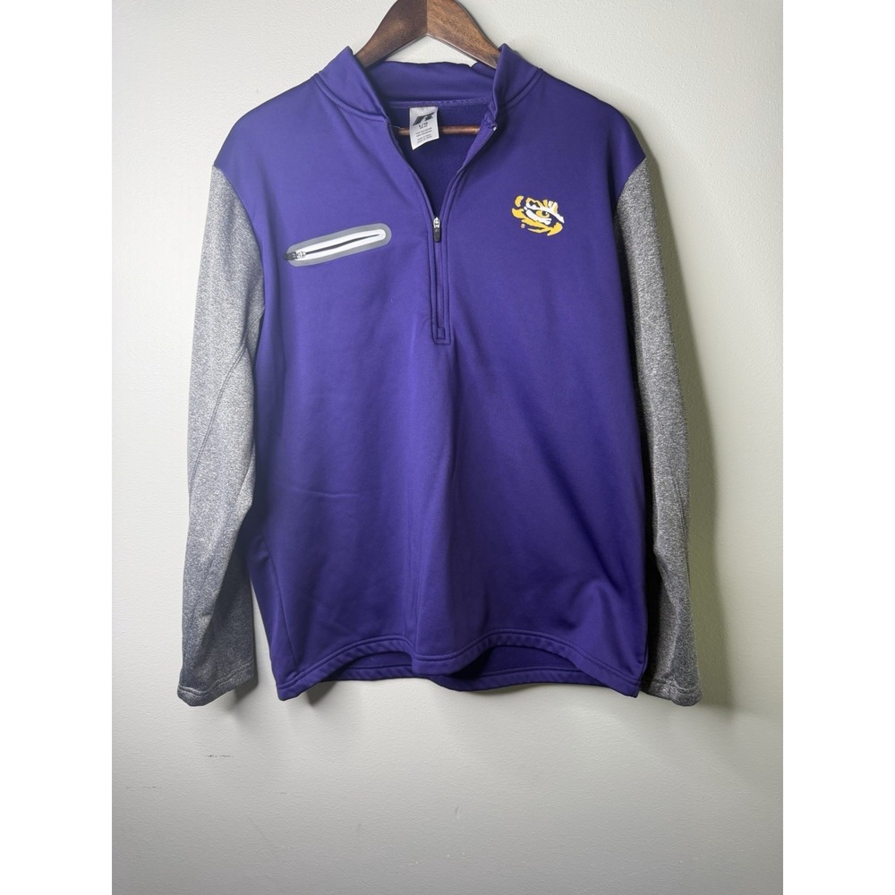 LSU Tigers Russell Athletics 1/4 Zip Pullover‎ Men's size Large EUC